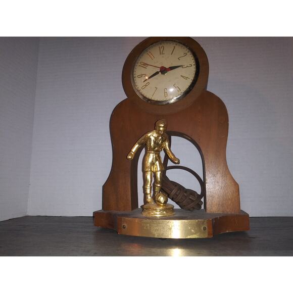 Soccer Coach Trophy Tribute Wooden Mantel Clock - Picture 4 of 10